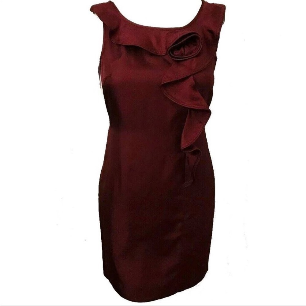 Banana Republic Burgundy Silk Rosette Sheath Dress